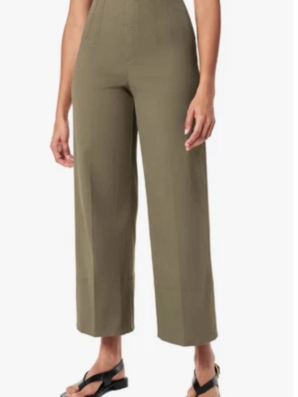 SPANX Stretch Twill Cropped Wide Leg Tuscan Olive Casual Pants , Size Medium